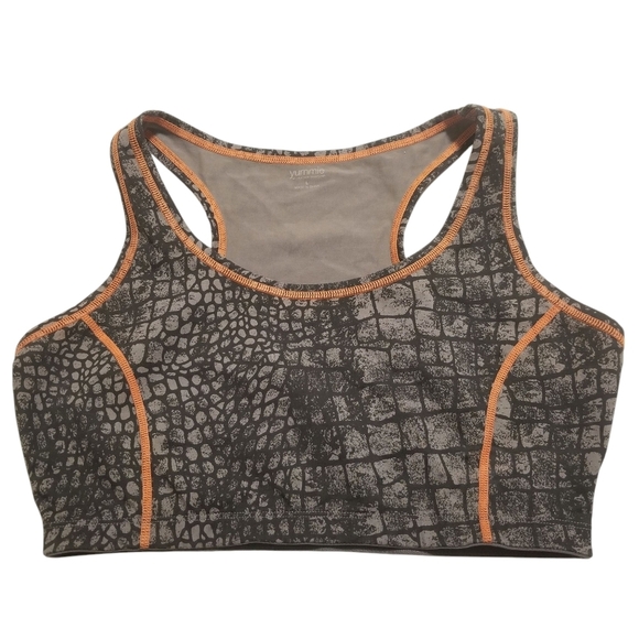 Yummie Heather Thomson gray black orange reptile print light support sports bra - Picture 1 of 6